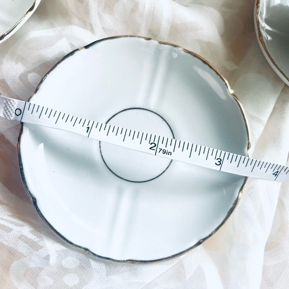 Vintage Small Teacup and Saucer Set | White European Porcelain with Gold Trim - Picture 14 of 15